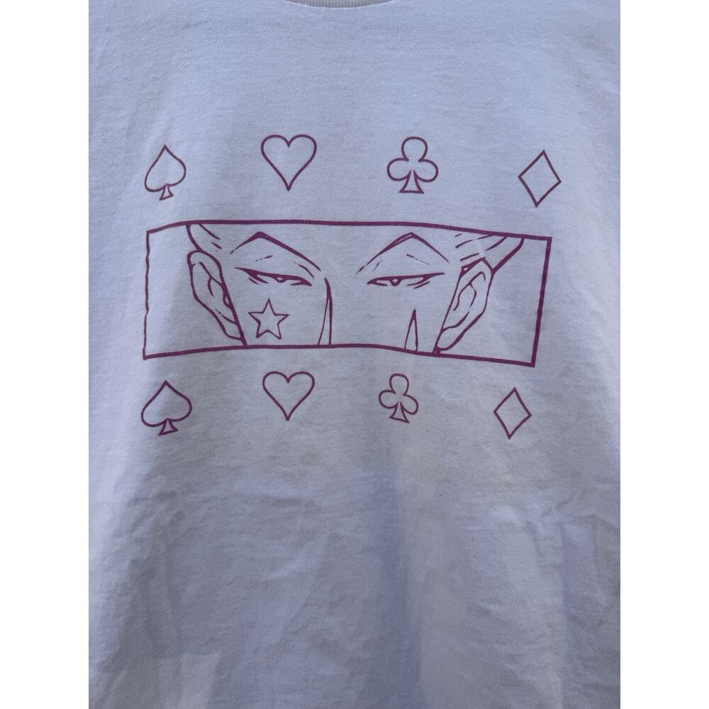 Hunter x Hunter Hisoka T-shirt M Men's White Minimalist Design w/ Card Suits